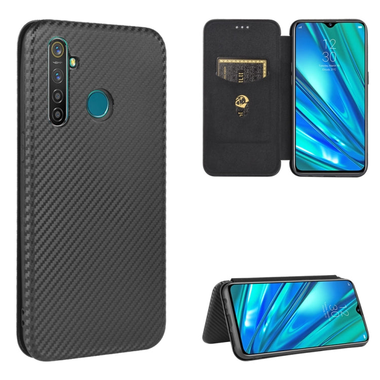 For OPPO Realme 5 / Realme 5s Carbon Fiber Texture Horizontal Flip TPU + PC + PU Leather Case with Card Slot