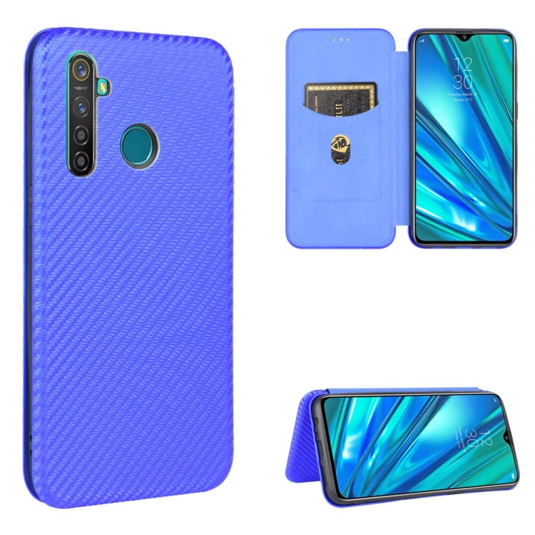 For OPPO Realme 5 / Realme 5s Carbon Fiber Texture Horizontal Flip TPU + PC + PU Leather Case with Card Slot