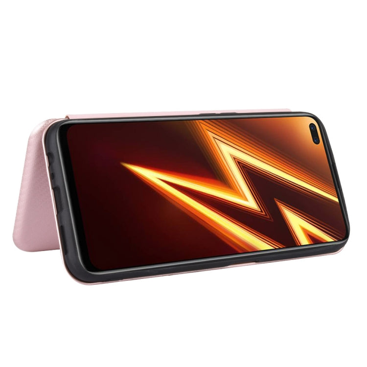 For OPPO Realme 6 Pro Carbon Fiber Texture Horizontal Flip TPU + PC + PU Leather Case with Card Slot