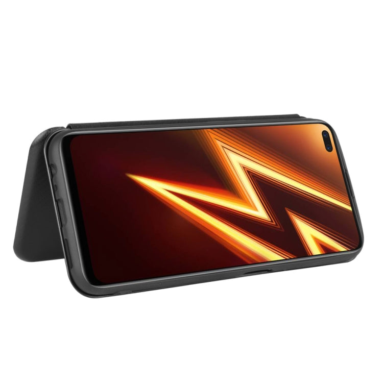 For OPPO Realme 6 Pro Carbon Fiber Texture Horizontal Flip TPU + PC + PU Leather Case with Card Slot