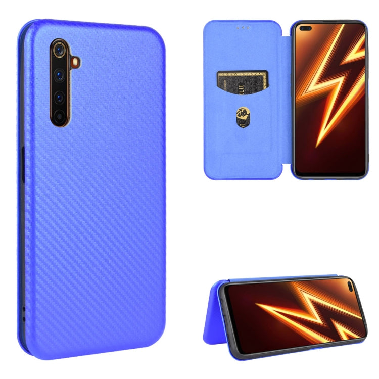 For OPPO Realme 6 Pro Carbon Fiber Texture Horizontal Flip TPU + PC + PU Leather Case with Card Slot