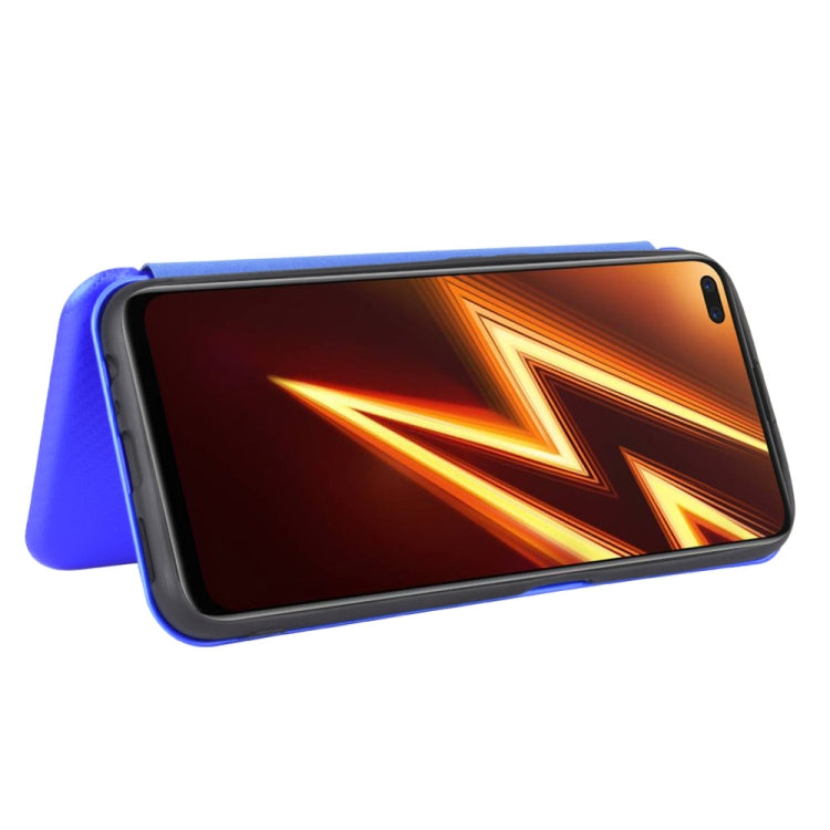 For OPPO Realme 6 Pro Carbon Fiber Texture Horizontal Flip TPU + PC + PU Leather Case with Card Slot