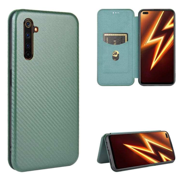 For OPPO Realme 6 Pro Carbon Fiber Texture Horizontal Flip TPU + PC + PU Leather Case with Card Slot
