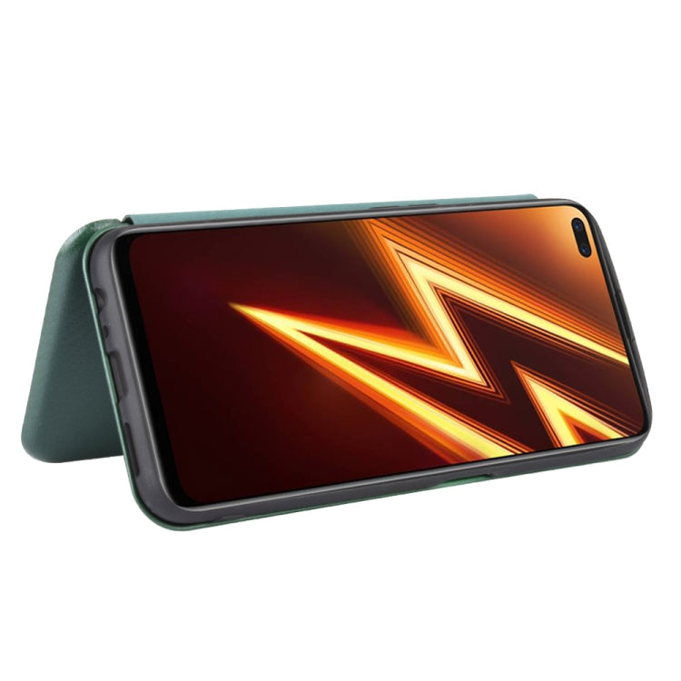 For OPPO Realme 6 Pro Carbon Fiber Texture Horizontal Flip TPU + PC + PU Leather Case with Card Slot