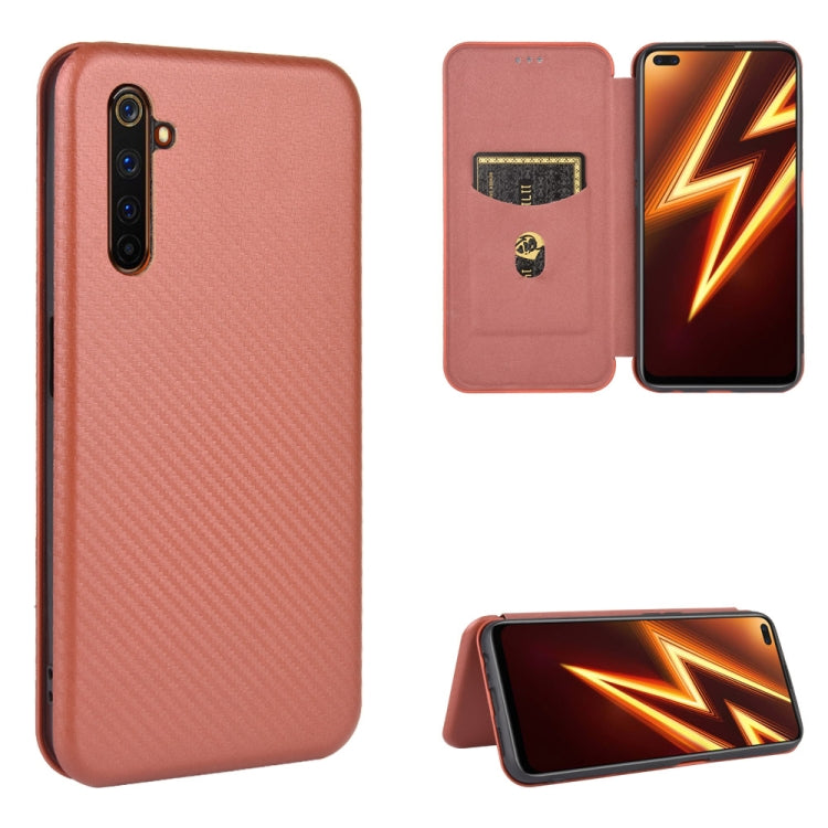 For OPPO Realme 6 Pro Carbon Fiber Texture Horizontal Flip TPU + PC + PU Leather Case with Card Slot