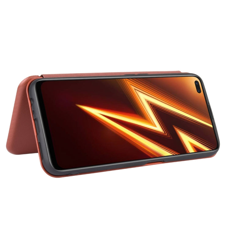 For OPPO Realme 6 Pro Carbon Fiber Texture Horizontal Flip TPU + PC + PU Leather Case with Card Slot