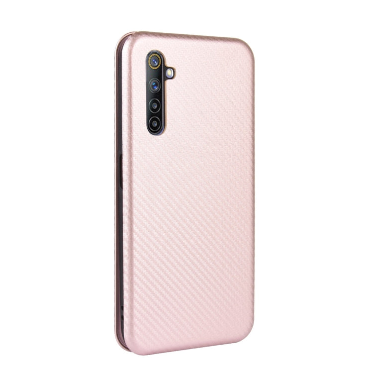 For OPPO Realme 6 Carbon Fiber Texture Horizontal Flip TPU + PC + PU Leather Case with Card Slot