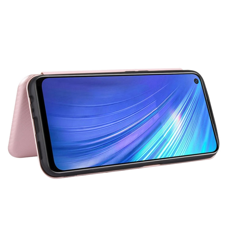 For OPPO Realme 6 Carbon Fiber Texture Horizontal Flip TPU + PC + PU Leather Case with Card Slot