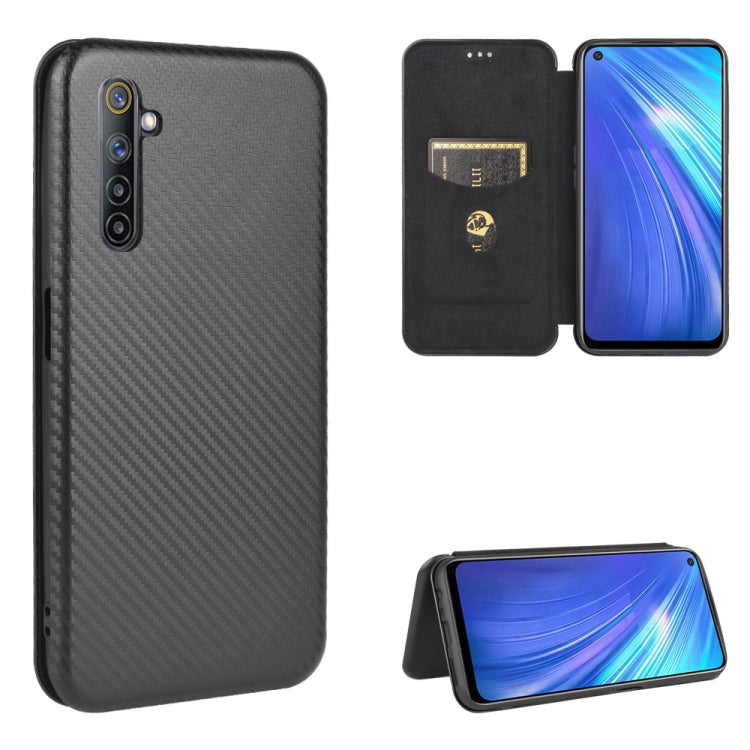For OPPO Realme 6 Carbon Fiber Texture Horizontal Flip TPU + PC + PU Leather Case with Card Slot