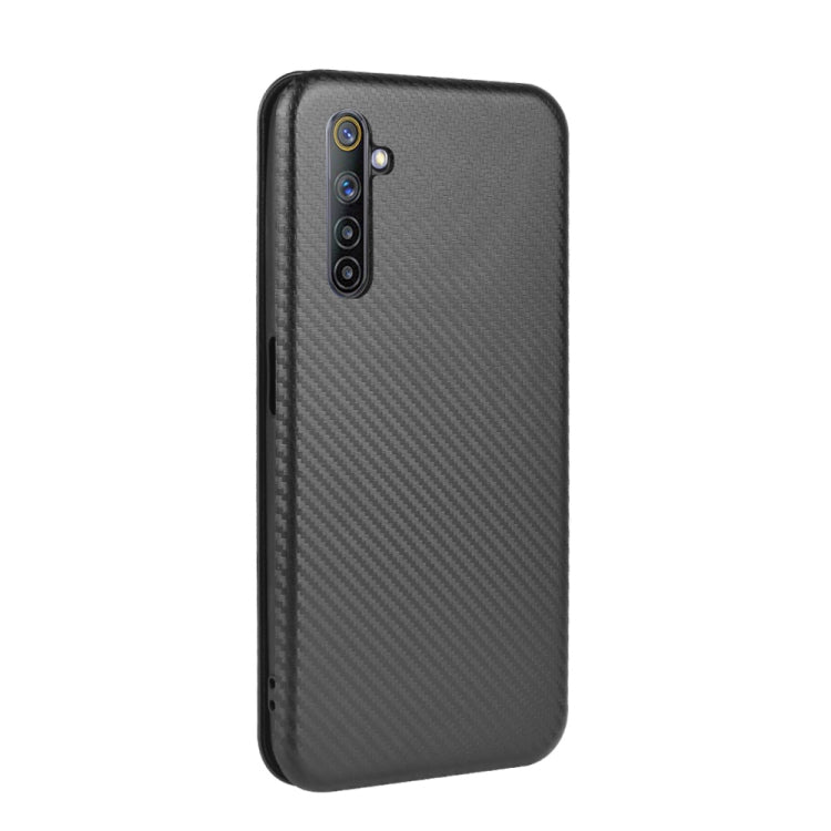 For OPPO Realme 6 Carbon Fiber Texture Horizontal Flip TPU + PC + PU Leather Case with Card Slot