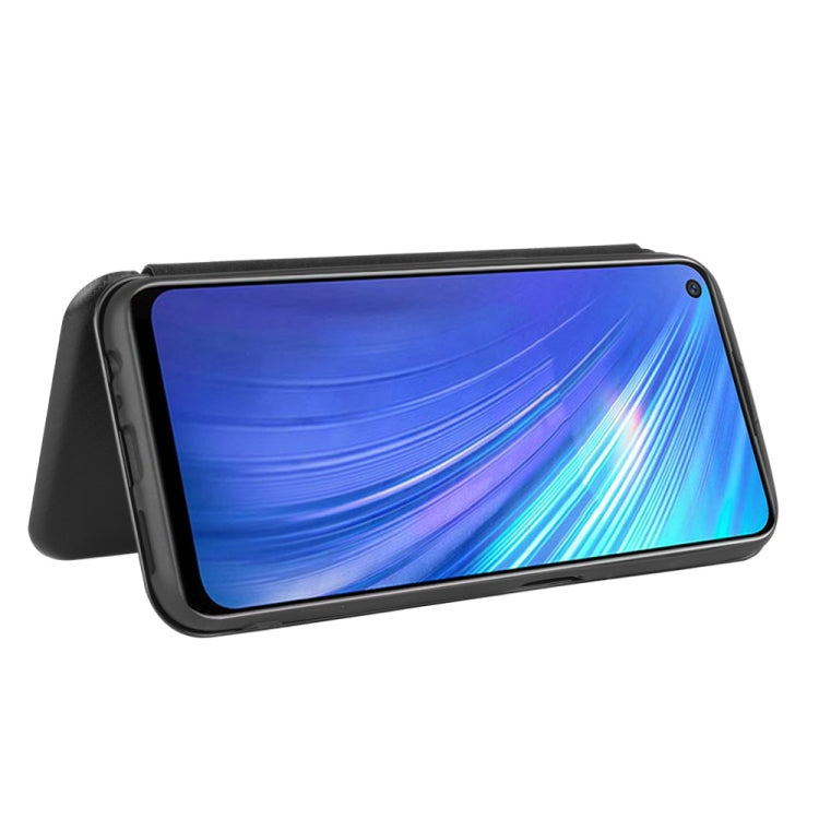 For OPPO Realme 6 Carbon Fiber Texture Horizontal Flip TPU + PC + PU Leather Case with Card Slot