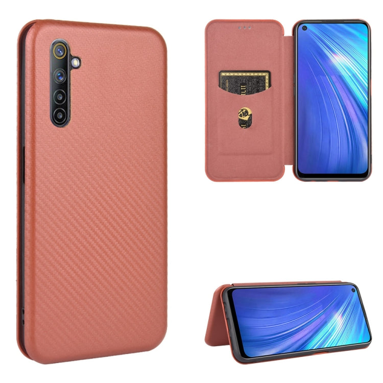 For OPPO Realme 6 Carbon Fiber Texture Horizontal Flip TPU + PC + PU Leather Case with Card Slot