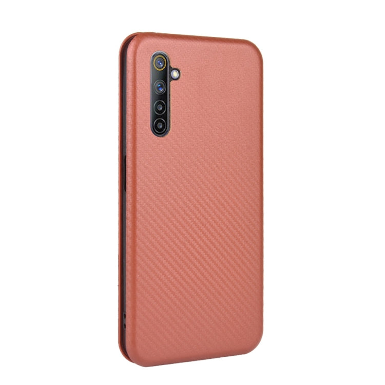 For OPPO Realme 6 Carbon Fiber Texture Horizontal Flip TPU + PC + PU Leather Case with Card Slot