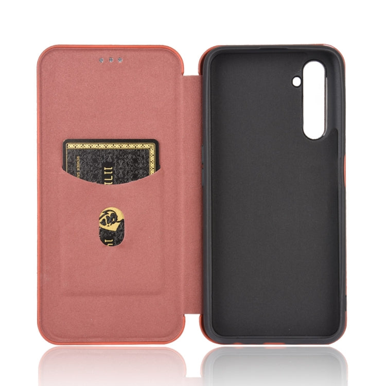 For OPPO Realme 6 Carbon Fiber Texture Horizontal Flip TPU + PC + PU Leather Case with Card Slot