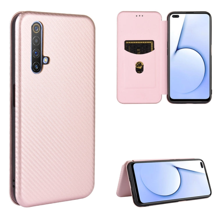 For OPPO Realme X3 Carbon Fiber Texture Horizontal Flip TPU + PC + PU Leather Case with Card Slot