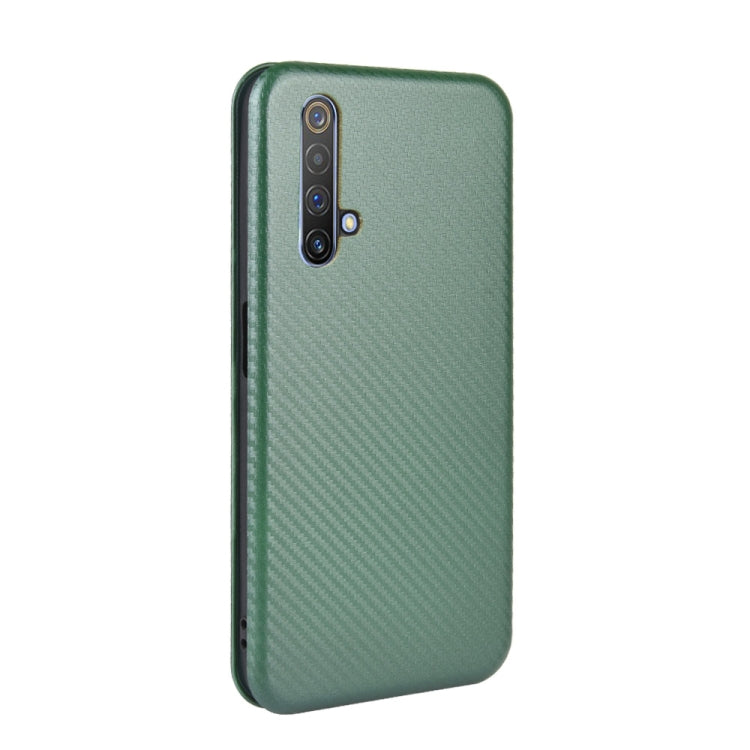 For OPPO Realme X3 Carbon Fiber Texture Horizontal Flip TPU + PC + PU Leather Case with Card Slot