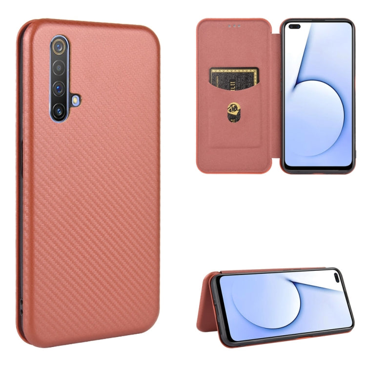 For OPPO Realme X3 Carbon Fiber Texture Horizontal Flip TPU + PC + PU Leather Case with Card Slot