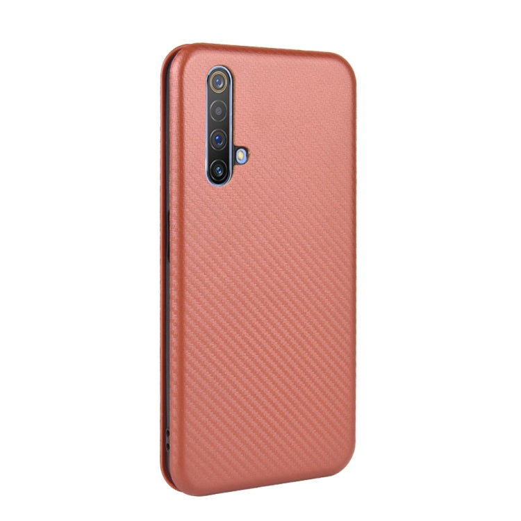 For OPPO Realme X3 Carbon Fiber Texture Horizontal Flip TPU + PC + PU Leather Case with Card Slot