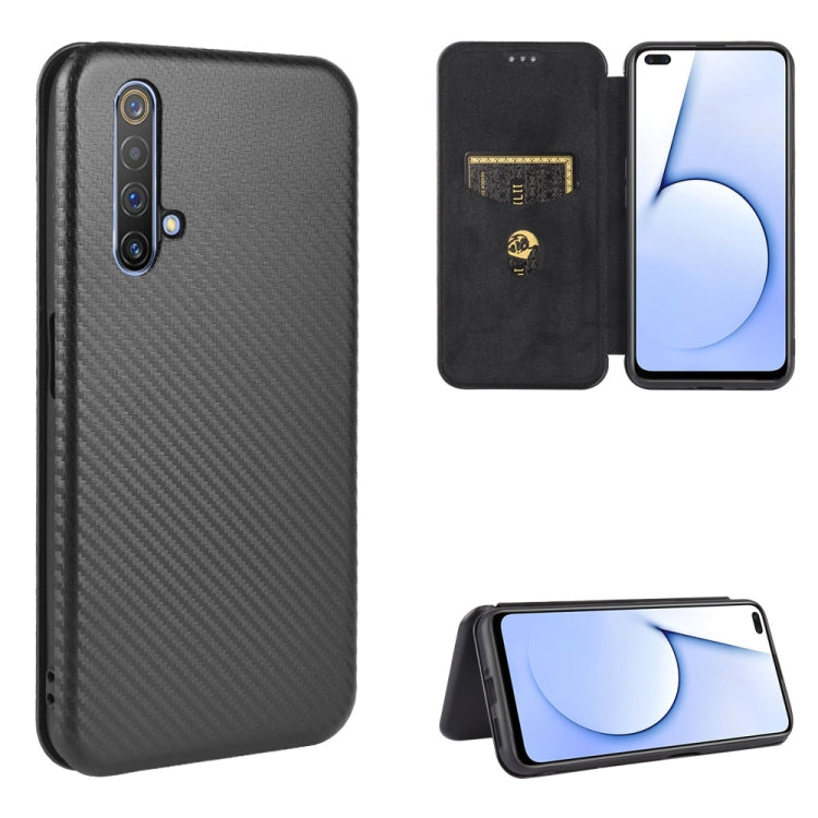For OPPO Realme X50 / X50 5G Carbon Fiber Texture Horizontal Flip TPU + PC + PU Leather Case with Card Slot