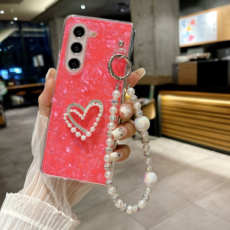 For Samsung Galaxy Z Fold Special Shell Pattern DIY Phone Case with Love Bracelet