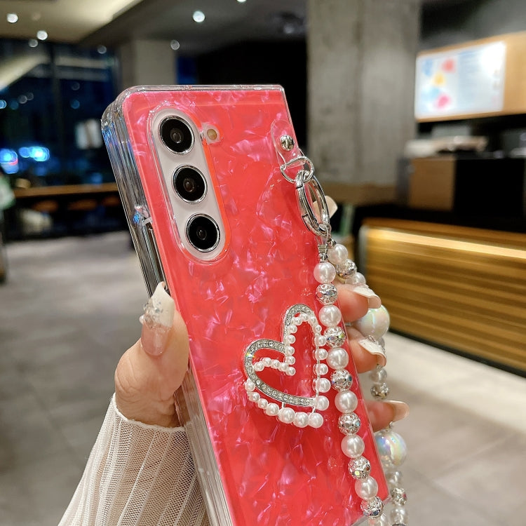 For Samsung Galaxy Z Fold Special Shell Pattern DIY Phone Case with Love Bracelet