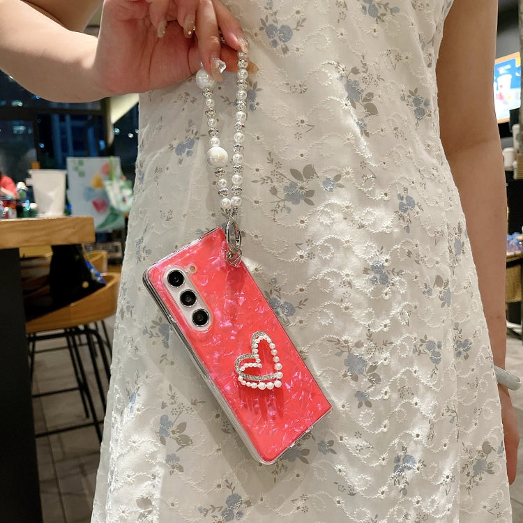 For Samsung Galaxy Z Fold Special Shell Pattern DIY Phone Case with Love Bracelet