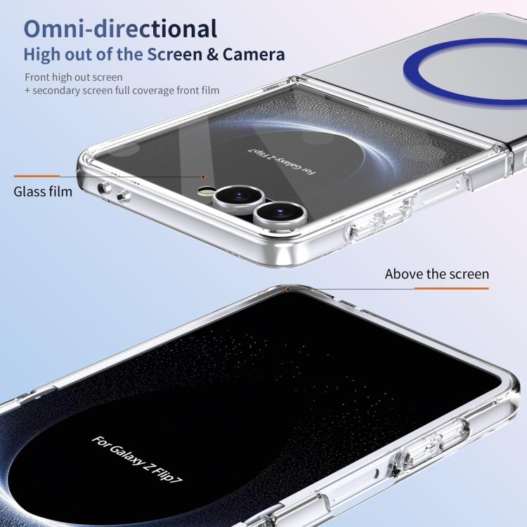 For Samsung Galaxy Z Flip7 5G lce Folding Series MagSafe Integrated Clear PC Phone Case