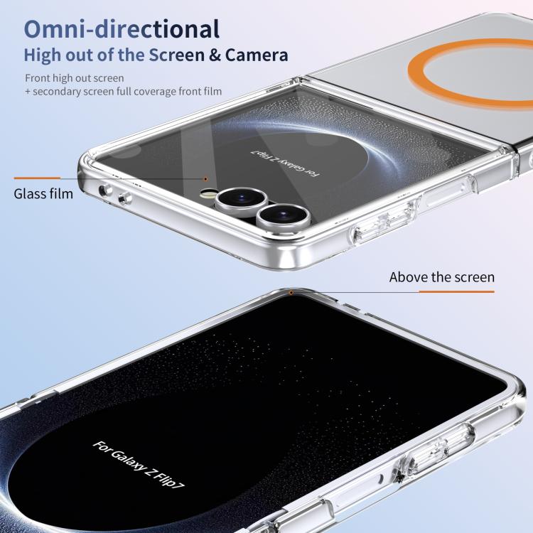For Samsung Galaxy Z Flip7 5G lce Folding Series MagSafe Integrated Clear PC Phone Case