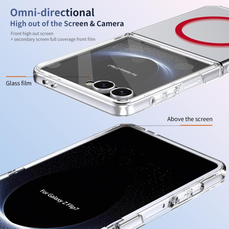 For Samsung Galaxy Z Flip7 5G lce Folding Series MagSafe Integrated Clear PC Phone Case