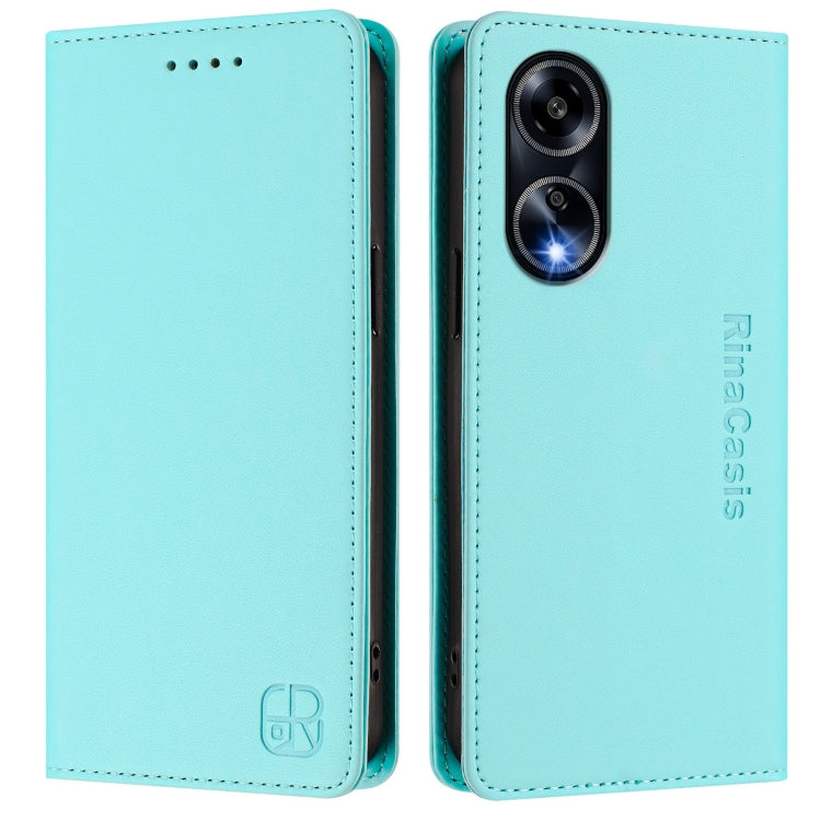 For OPPO A98 5G / F23 5G India RC01 Dual-Folded Magnetic Suction RFID Leather Phone Case