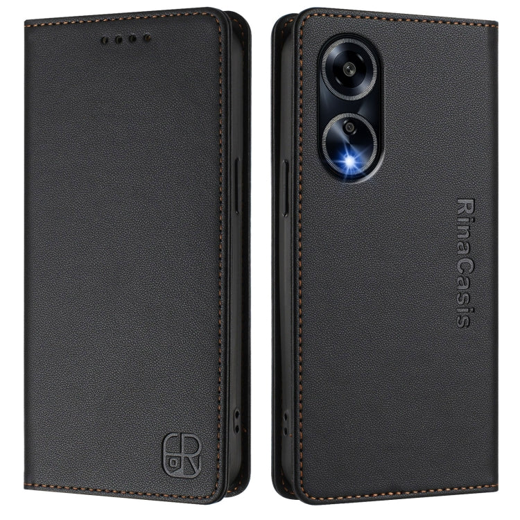 For OPPO A98 5G / F23 5G India RC01 Dual-Folded Magnetic Suction RFID Leather Phone Case