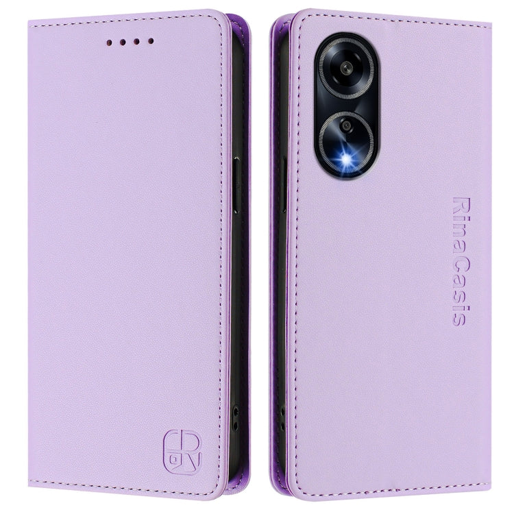 For OPPO A98 5G / F23 5G India RC01 Dual-Folded Magnetic Suction RFID Leather Phone Case