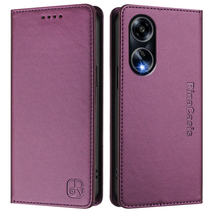 For OPPO A98 5G / F23 5G India RC01 Dual-Folded Magnetic Suction RFID Leather Phone Case