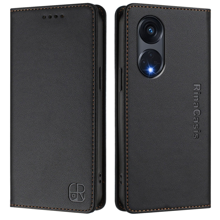 For OPPO A1 Pro 5G / Reno8 T 5G Global RC01 Dual-Folded Magnetic Suction RFID Leather Phone Case