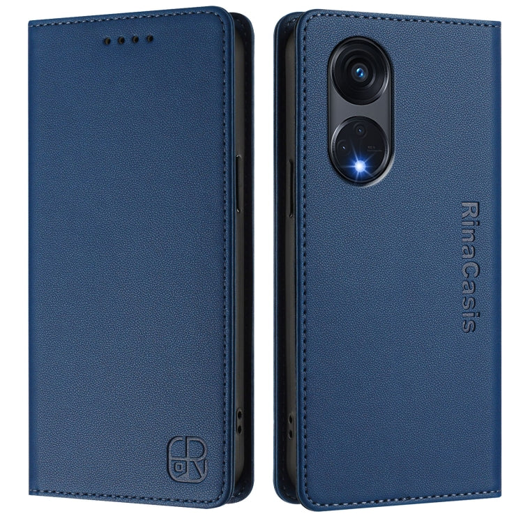 For OPPO A1 Pro 5G / Reno8 T 5G Global RC01 Dual-Folded Magnetic Suction RFID Leather Phone Case