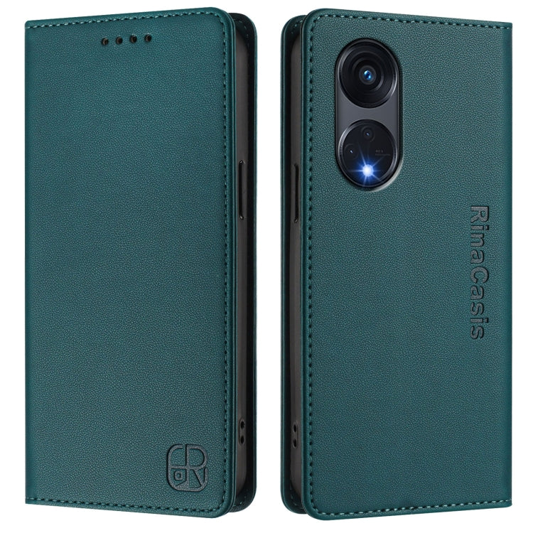 For OPPO A1 Pro 5G / Reno8 T 5G Global RC01 Dual-Folded Magnetic Suction RFID Leather Phone Case