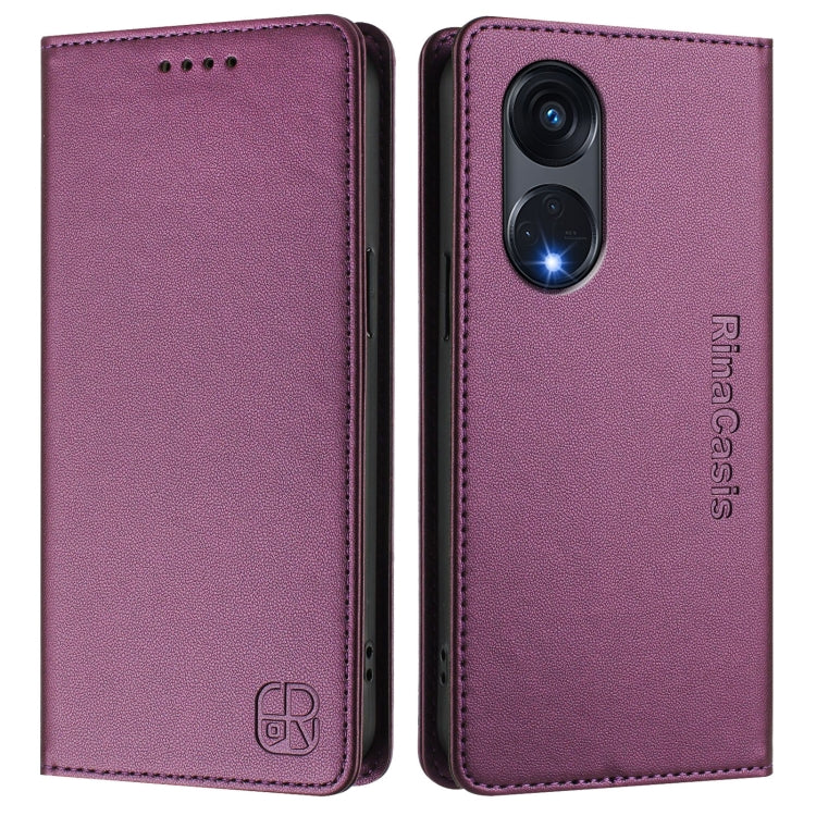 For OPPO A1 Pro 5G / Reno8 T 5G Global RC01 Dual-Folded Magnetic Suction RFID Leather Phone Case