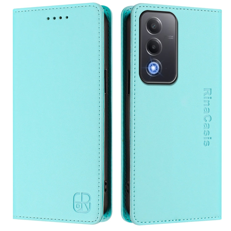 For OPPO A3 Pro 5G Global RC01 Dual-Folded Magnetic Suction RFID Leather Phone Case