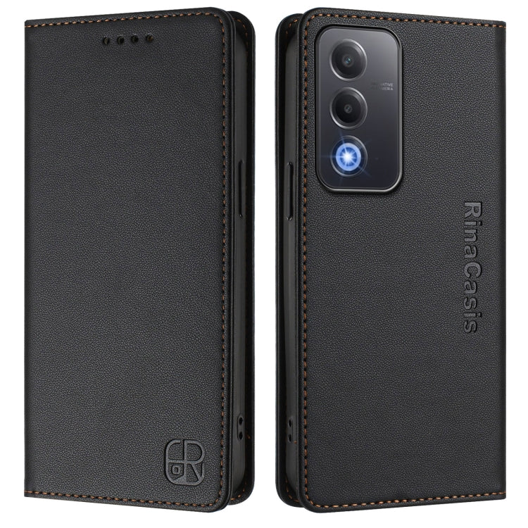 For OPPO A3 Pro 5G Global RC01 Dual-Folded Magnetic Suction RFID Leather Phone Case