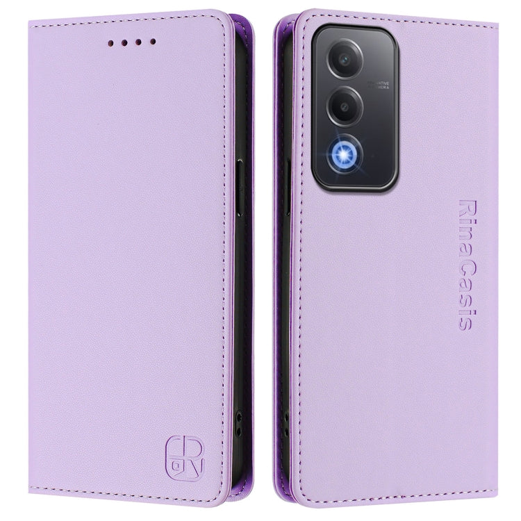 For OPPO A3 Pro 5G Global RC01 Dual-Folded Magnetic Suction RFID Leather Phone Case
