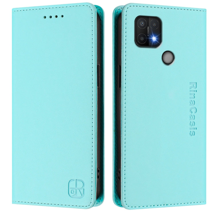For OPPO A15 / A15s / A35 2021 RC01 Dual-Folded Magnetic Suction RFID Leather Phone Case