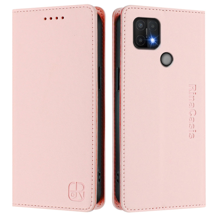 For OPPO A15 / A15s / A35 2021 RC01 Dual-Folded Magnetic Suction RFID Leather Phone Case