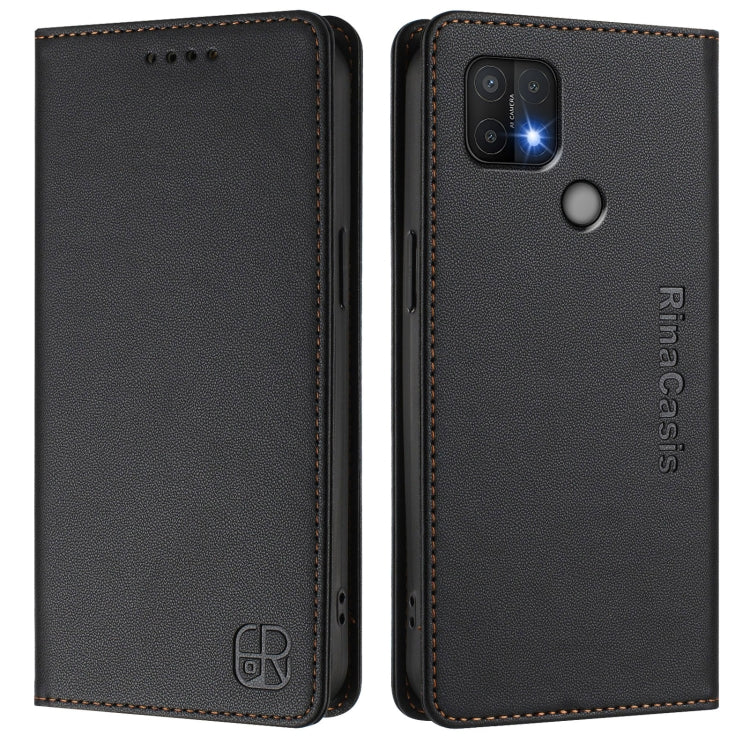 For OPPO A15 / A15s / A35 2021 RC01 Dual-Folded Magnetic Suction RFID Leather Phone Case