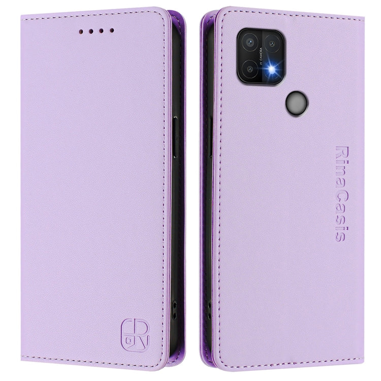 For OPPO A15 / A15s / A35 2021 RC01 Dual-Folded Magnetic Suction RFID Leather Phone Case