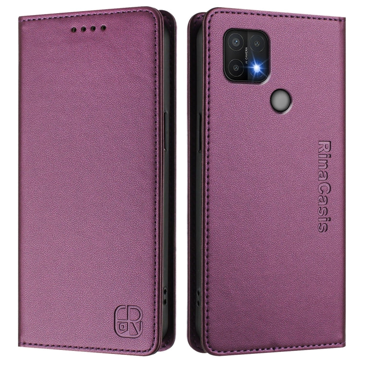 For OPPO A15 / A15s / A35 2021 RC01 Dual-Folded Magnetic Suction RFID Leather Phone Case