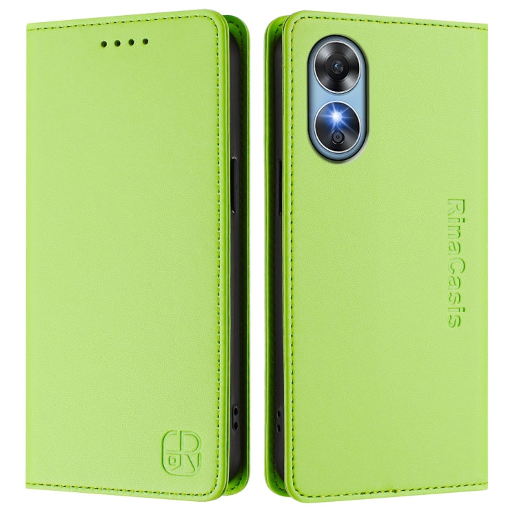 For OPPO A17 4G Global / A17k RC01 Dual-Folded Magnetic Suction RFID Leather Phone Case