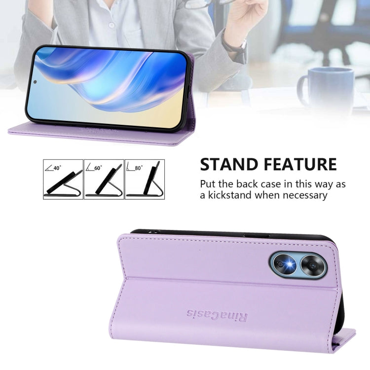 For OPPO A17 4G Global / A17k RC01 Dual-Folded Magnetic Suction RFID Leather Phone Case