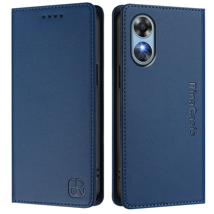 For OPPO A17 4G Global / A17k RC01 Dual-Folded Magnetic Suction RFID Leather Phone Case