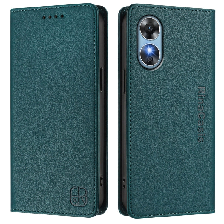 For OPPO A17 4G Global / A17k RC01 Dual-Folded Magnetic Suction RFID Leather Phone Case