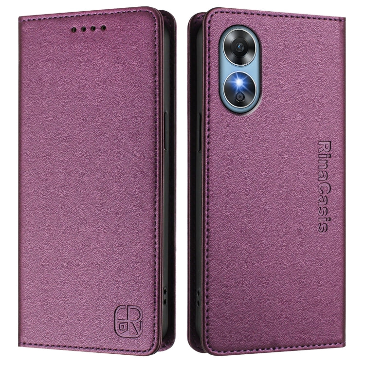 For OPPO A17 4G Global / A17k RC01 Dual-Folded Magnetic Suction RFID Leather Phone Case